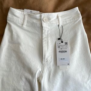 Zara white wide leg jeans NWT